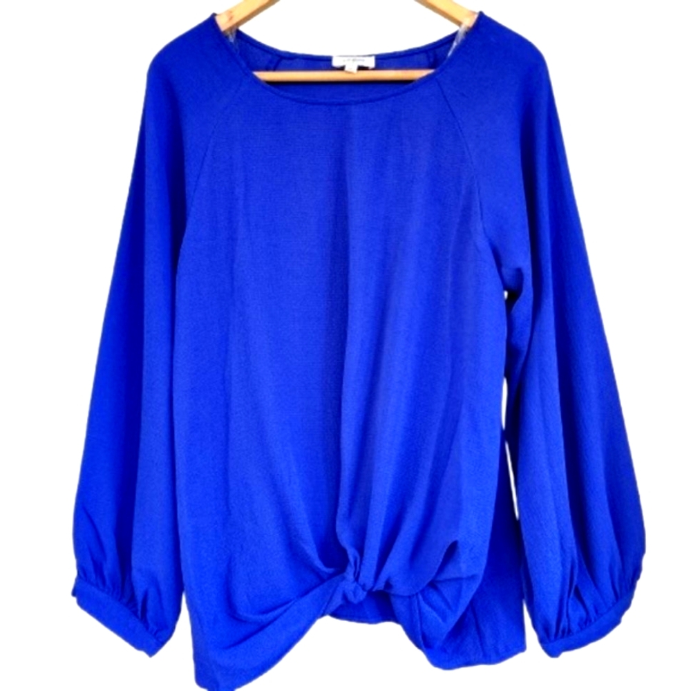 Womens S Umgee USA Cobalt Blue Long Sleeve Balloon Top ♥️